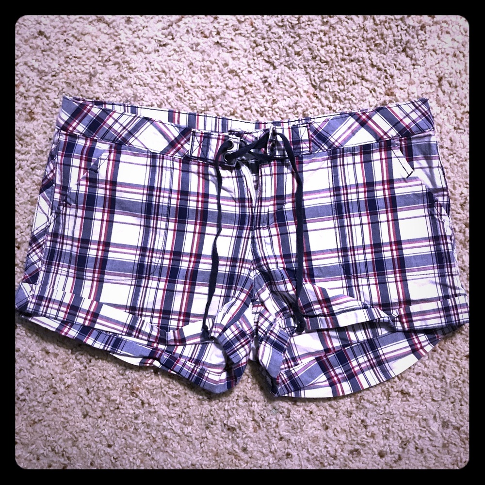 Plaid knit shorts